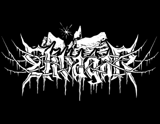 Elivagar - Black Metal Band Logo Design with winter mountains, icicles and sun