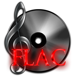 FLAC Lossless Audio File Free Dark Neon red Icon 256px for Design
