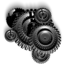 Gears, 3D Dark Gray Icon, Settings PNG 256px Clipart for Design