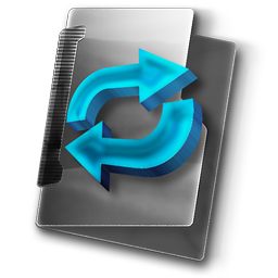 Temporary Folder, Shared Directory free Stock Icon with Gray Folder and Blue 3D Arrows