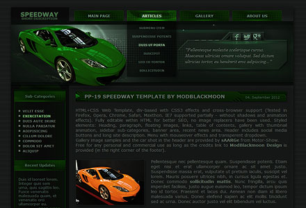 MB Speedway - бесплатный темно зеленый шаблон сайта на автомобильную тематику