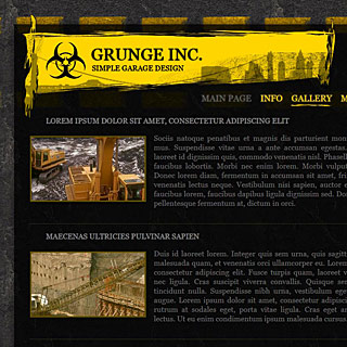 Preview Dark Grunge Industrial Web-Design style with bright yellow elements