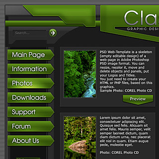 Classic Green Glossy Plastic Web-Template Preview, Vista Style