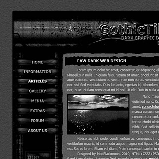 Dark Gothic Web-Template Screenshot with Rough Torn Edges