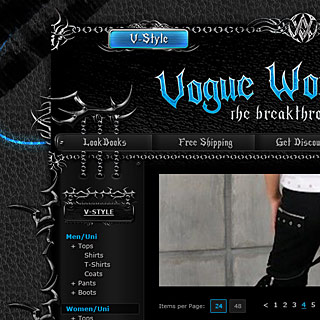 Dark Gothic, Emo, Metalhead, Punk Clothing and Accessories Market Web-Design Screenshot with Chains