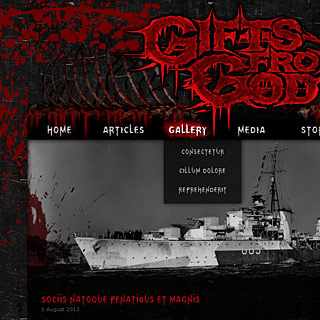 Dark Grunge Death Metal Band website Design Preview with blood and bones