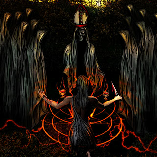 Ayin Hara, The Oath - Black Metal Album Artwork Design with Satanic Ritual in the Woods