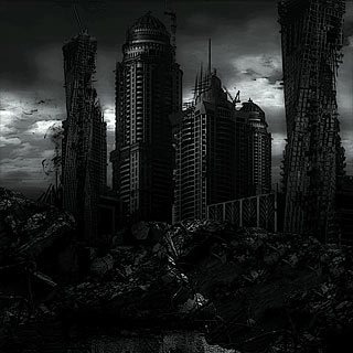 Defiant - Мрачный апокалиптический разрушенный город, Арт для Death Metal группы