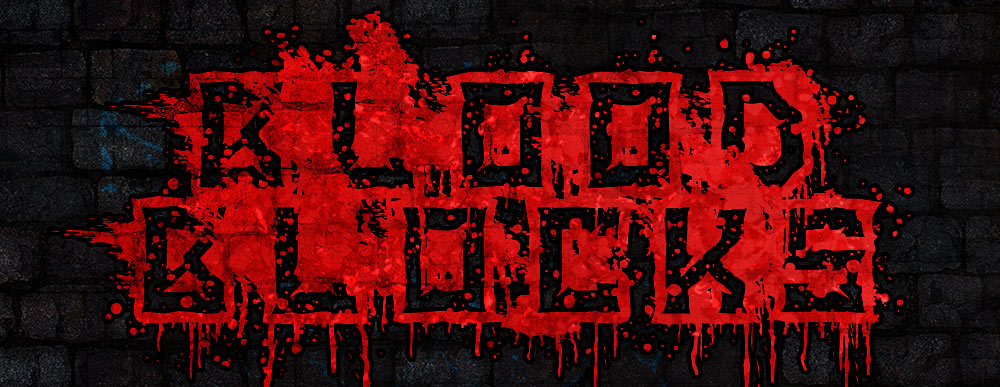 Кровавый брутальный блочный жирный шрифт с брызгами крови или краски